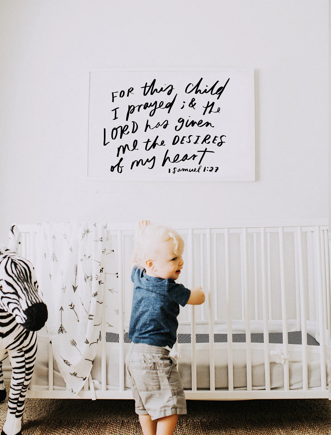 Large Poster: For this Child I Prayed w/ Banner Wood