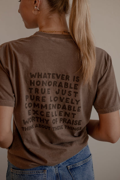 Focus On the Good Tee - Espresso| Women's Christian Tee