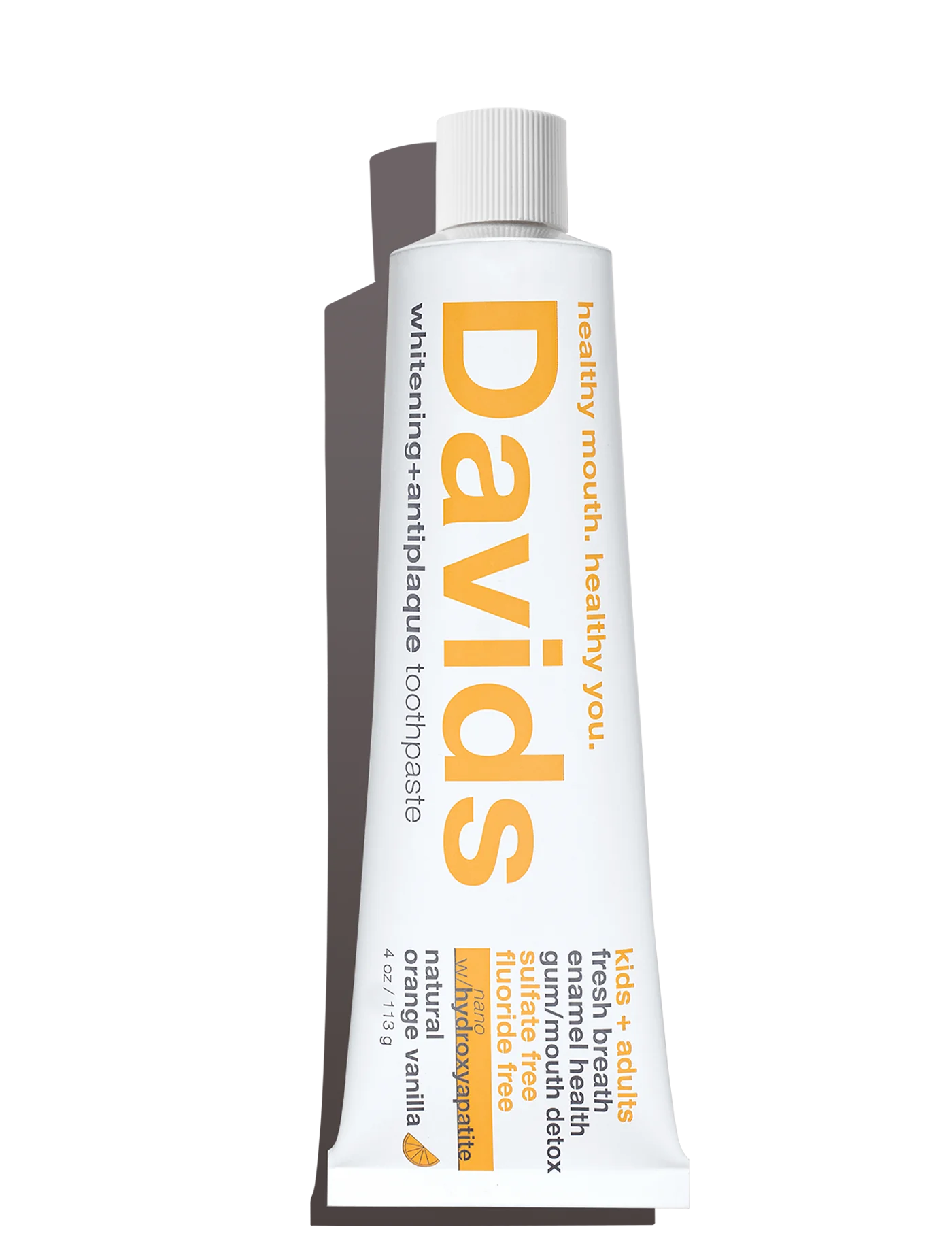 Davids kids + adults nano-hydroxyapatite premium toothpaste / orange vanilla / 4 oz