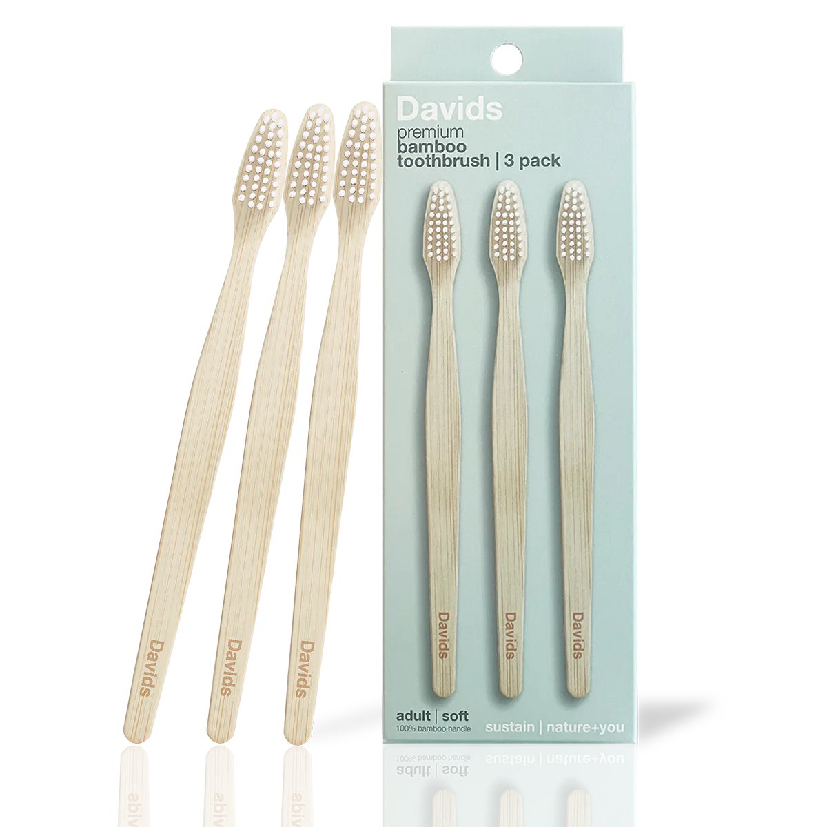 Davids premium bamboo toothbrush / adult soft / 3 pack