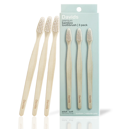 Davids premium bamboo toothbrush / adult soft / 3 pack